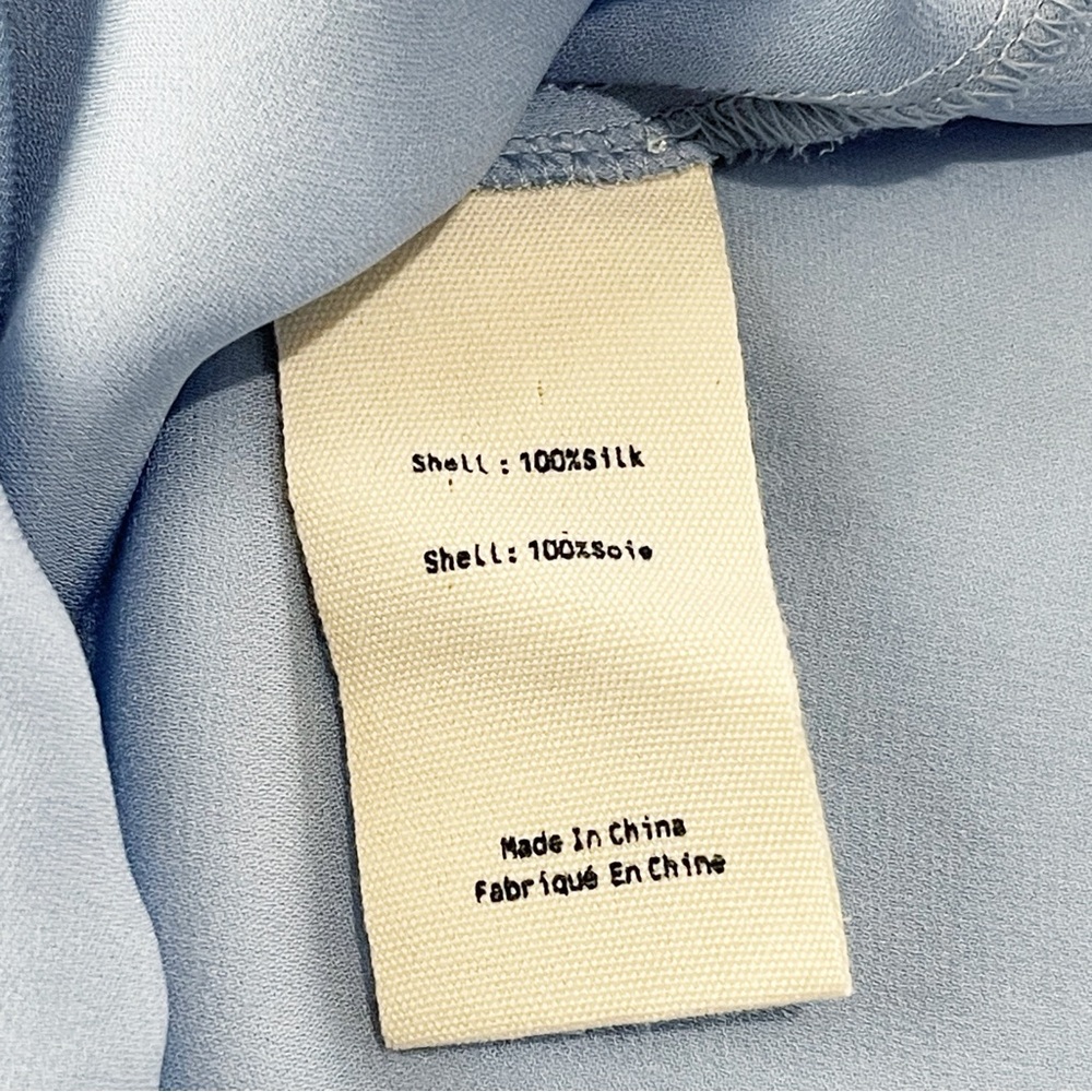 L’Agence Freja 100% Silk Draped Blouse Women’s Sleeveless Cote D’azure Blue Sz S - Picture 9 of 11